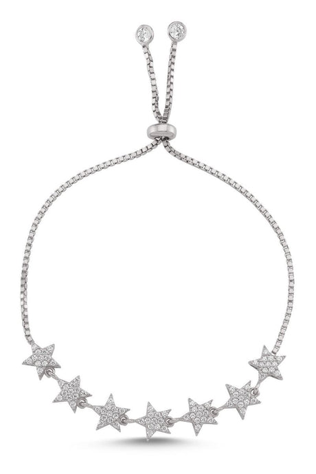 TD | Zircon Stone Stars Silver Bracelet with Fexible Lock