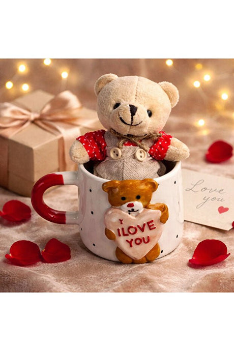 Teddy Bear Ceramic Mug & Keychain Gift Set - Valentine's Day - TryAladdin
