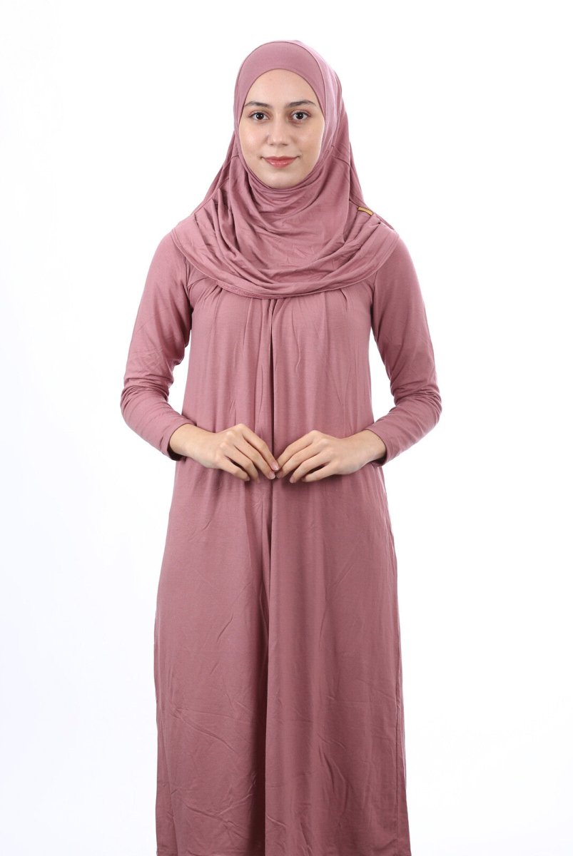 Teenage Size 12-15 Years Old Pink One Piece Women's Prayer Dress with Headscarf