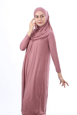 Teenage Size 12 - 15 Years Old Pink One Piece Women's Prayer Dress with Headscarf - TryAladdin