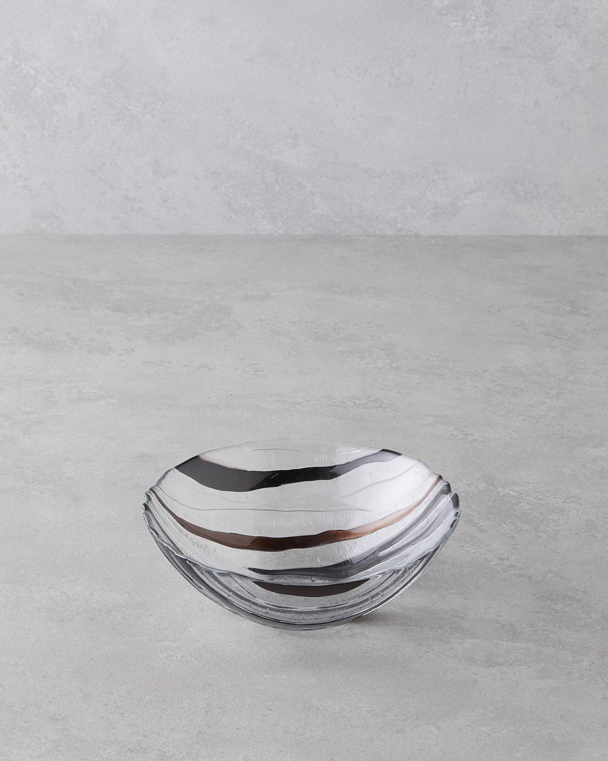 Premium Terra Glass Serving Bowl 16cm Brown Black