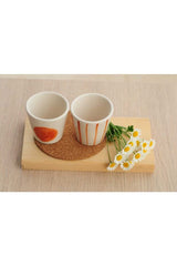 Terraco Professional Handcrafted Striped Ceramic Espresso Mug Set - 2 Pcs - TryAladdin