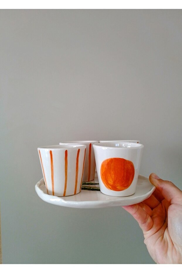 Terraco Professional Handcrafted Striped Ceramic Espresso Mug Set - 2 Pcs - TryAladdin