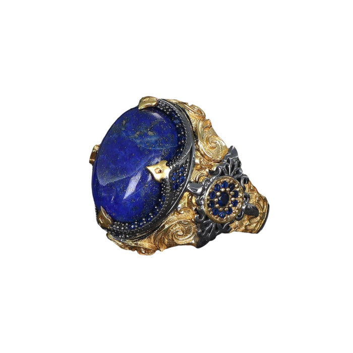 Tesbihevim | Men's Silver Ring with Lapis Lazuli Stone