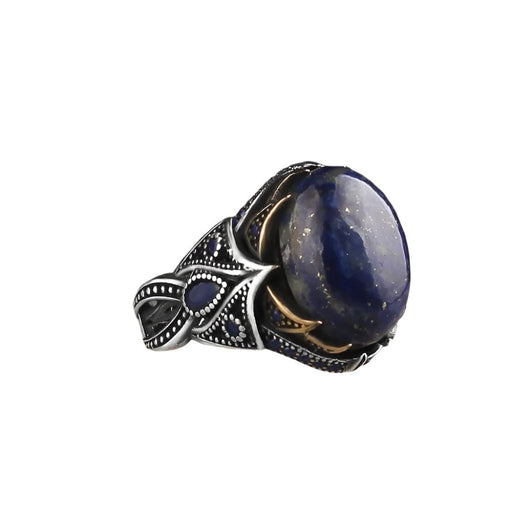 Tesbihevim | Men's Silver Ring with Lapis Stone