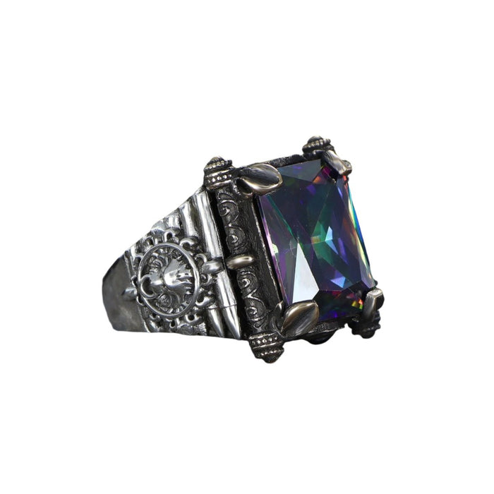 Tesbihevim | Men's Silver Ring with Mystic Topaz Stone