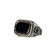 Tesbihevim | Men's Silver Ring with Onyx Stone