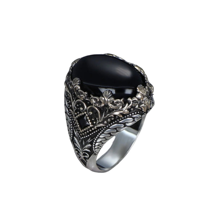 Tesbihevim | Men's Silver Ring with Onyx Stone