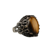 Tesbihevim | Men's Silver Ring with Tiger's Eye Stone