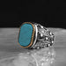 Tesbihevim | Men's Silver Ring with Turquoise Stone