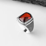 Tesbihevim | Men's Silver Ring with Zircon Stone