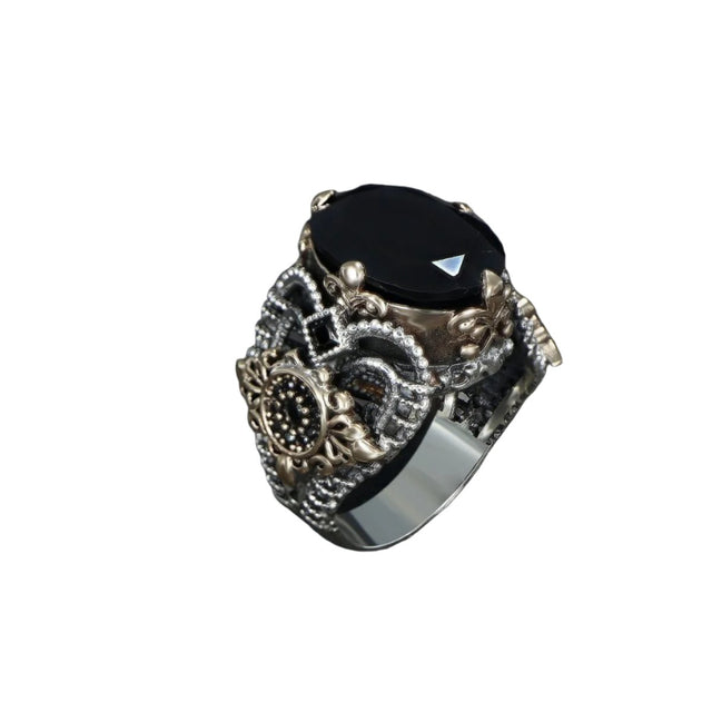 Tesbihevim | Men's Silver Ring with Zircon Stone