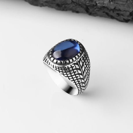 Tesbihevim | Men's Silver Ring with Zircon Stone