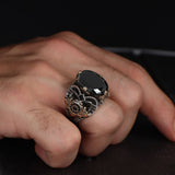 Tesbihevim | Men's Silver Ring with Zircon Stone