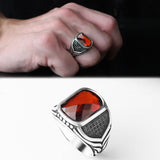 Tesbihevim | Men's Silver Ring with Zircon Stone