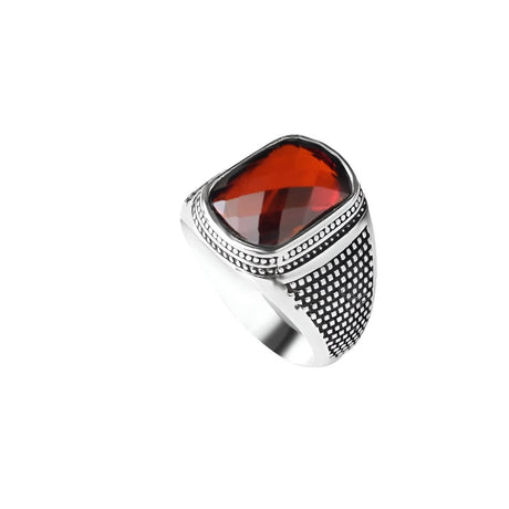 Tesbihevim | Men's Silver Ring with Zircon Stone