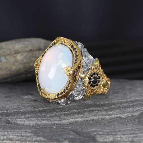 Tesbihevim | Moonstone Silver Ring for Men