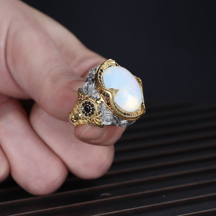 Tesbihevim | Moonstone Silver Ring for Men