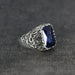 Tesbihevim | Silver Ring for Men with Parliament Blue Zircon Stone