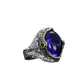 Tesbihevim | Silver Ring for Men with Parliament Blue Zircon Stone