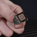 Tesbihevim | Silver Ring for Men with Seal of Solomon and Amber Stone