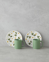 Premium Bone Porcelain Coffee Cup Set   4 Piece Green