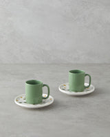 Premium Bone Porcelain Coffee Cup Set   4 Piece Green