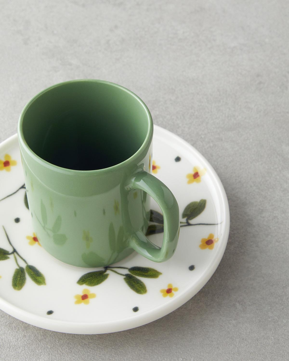Premium Bone Porcelain Coffee Cup Set   4 Piece Green