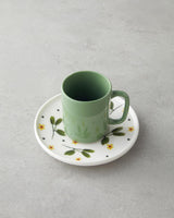 Premium Bone Porcelain Coffee Cup Set   4 Piece Green