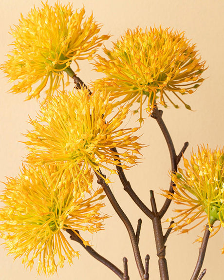 Professional Grade Thorn Onion Faux Flower Yellow Accent