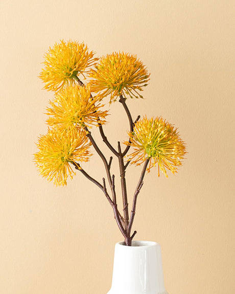 Professional Grade Thorn Onion Faux Flower Yellow Accent