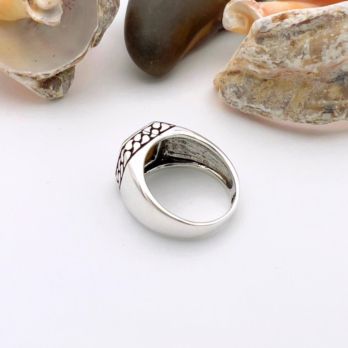 Tiger's Eye Squared Stone Ring Men