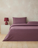 Professional Double Yarn Dyed Tile Check Duvet Cover Set Navy Red