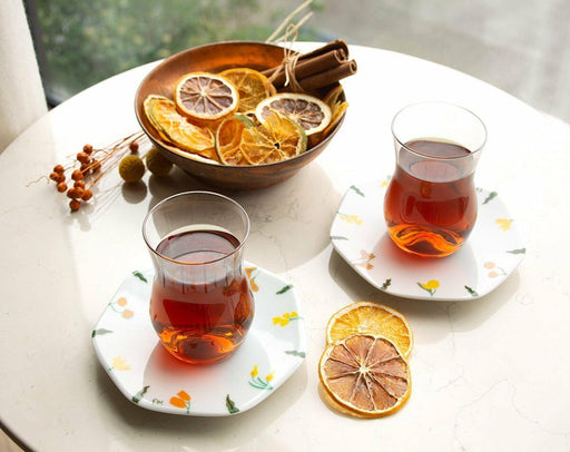 Tradational Turkish Tea Set - Mislina Mimosa Tea Set of 6