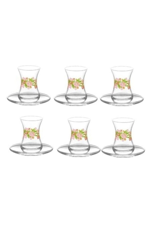 Traditional Turkish Tea Set - LAV Ilkbahar 12 Pieces Glass for 6 Persons