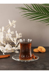 Traditional Turkish Tea Set - Pasabahce Elysia 12 Pieces Glass for 6 Persons