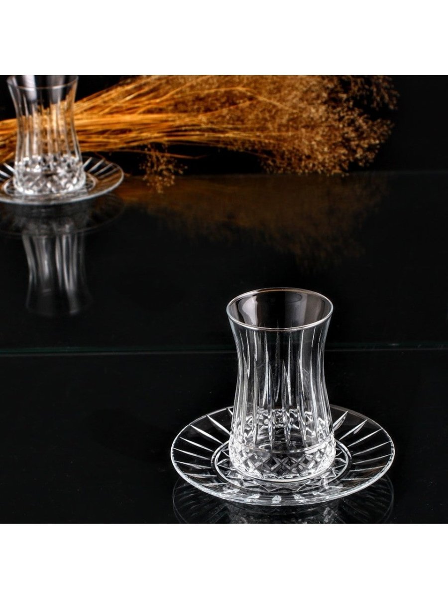 Traditional Turkish Tea Set - Pasabahce Elysia 12 Pieces Glass for 6 Persons