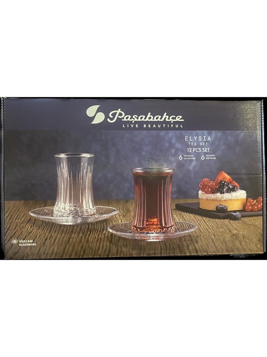 Traditional Turkish Tea Set - Pasabahce Elysia 12 Pieces Glass for 6 Persons