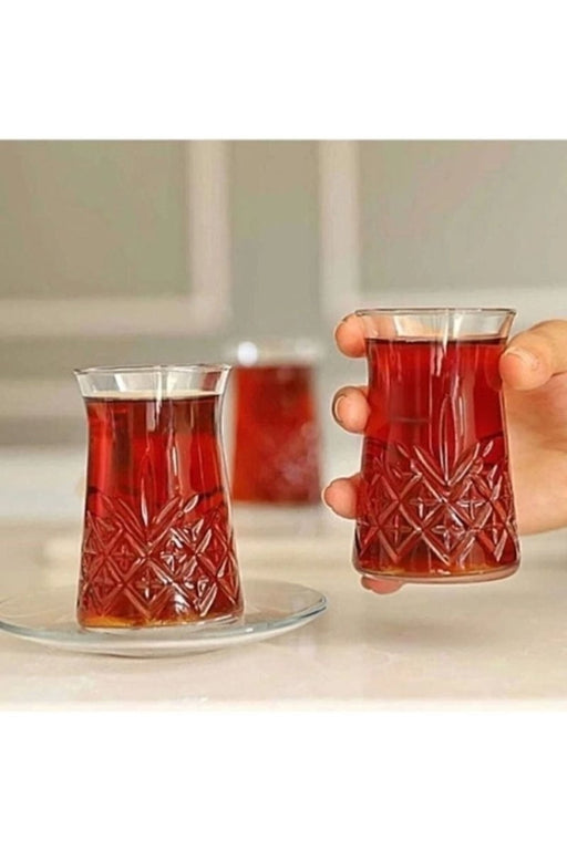 Traditional Turkish Tea Set - Pasabahce Timeless 12 Pieces Glass for 6 Persons