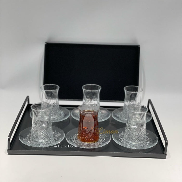 Traditional Turkish Tea Set - Pasabahce Timeless 12 Pieces Glass for 6 Persons