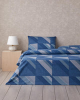 Triangle Flow Easy Care Double Duvet Cover Set   Premium Navy Blue Bedding