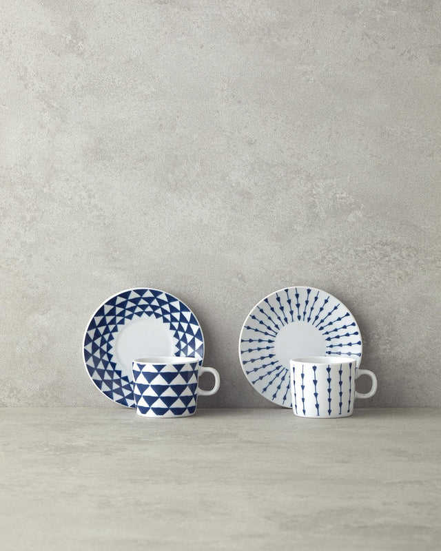 Professional Turkish Porcelain Coffee Cup Set - Navy Blue 4 Piece