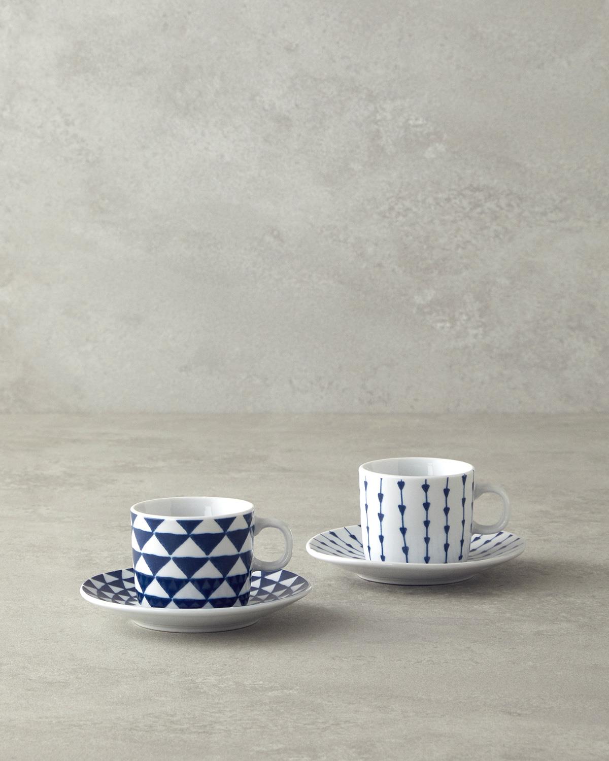 Ensemble professionnel de tasses à café en porcelaine turque Bleu marine 4 pièces