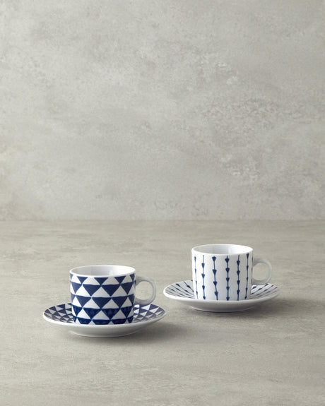 Professional Turkish Porcelain Coffee Cup Set - Navy Blue 4 Piece