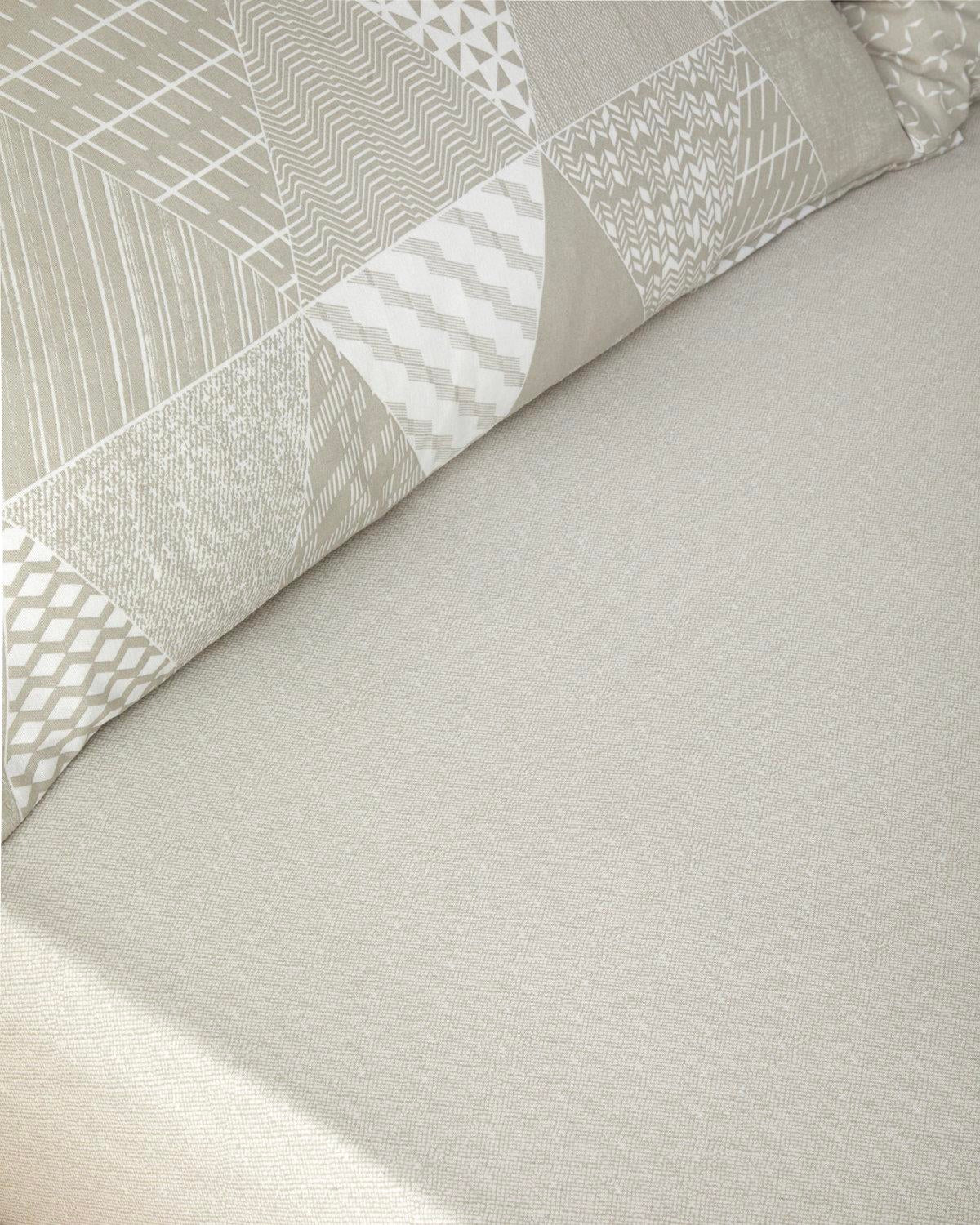 Professional Grade Easy Iron Beige Patchwork Duvet Set