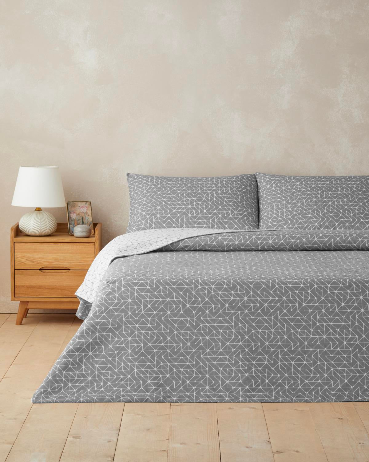Professional Easy Iron Single Duvet Cover Set Grey