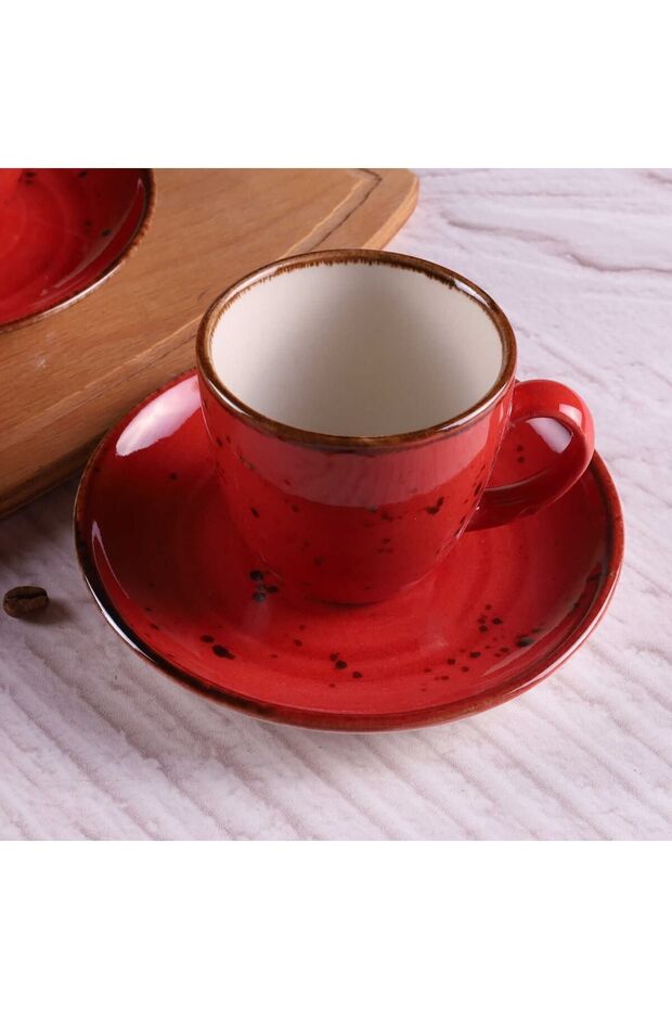 Tulu Porselen Luna Reactive Mix Professional Porcelain Coffee Cup Set - 6 - Piece Collection - TryAladdin