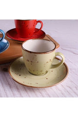 Tulu Porselen Luna Reactive Mix Professional Porcelain Coffee Cup Set - 6 - Piece Collection - TryAladdin