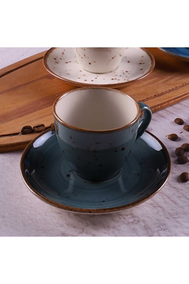 Tulu Porselen Luna Reactive Mix Professional Porcelain Coffee Cup Set - 6 - Piece Collection - TryAladdin