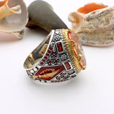 Turkish Handmade Dagger Design Men's Champagne Citrine 925 Sterling Silver Ring - TryAladdin